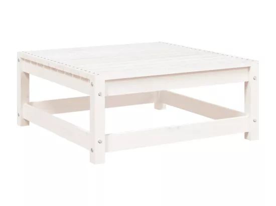 Repose-pied de jardin blanc 70x70x30 cm bois de pin massif