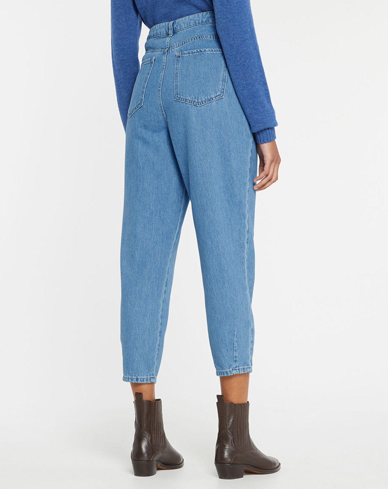 Galeries Lafayette Jean 7/8 ajusté en Coton Baloon bleu foncé