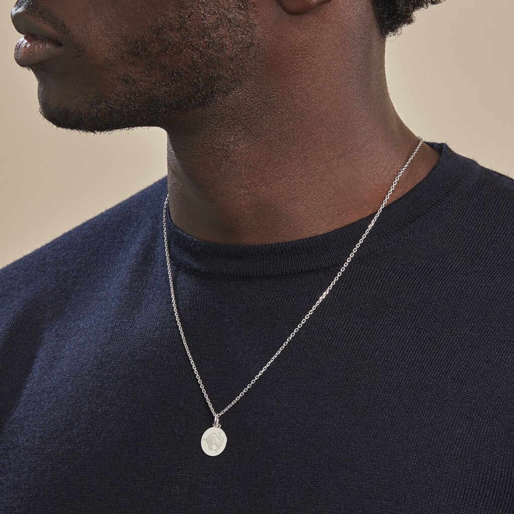 Pendentif Zodiaque Rond Argent Blanc