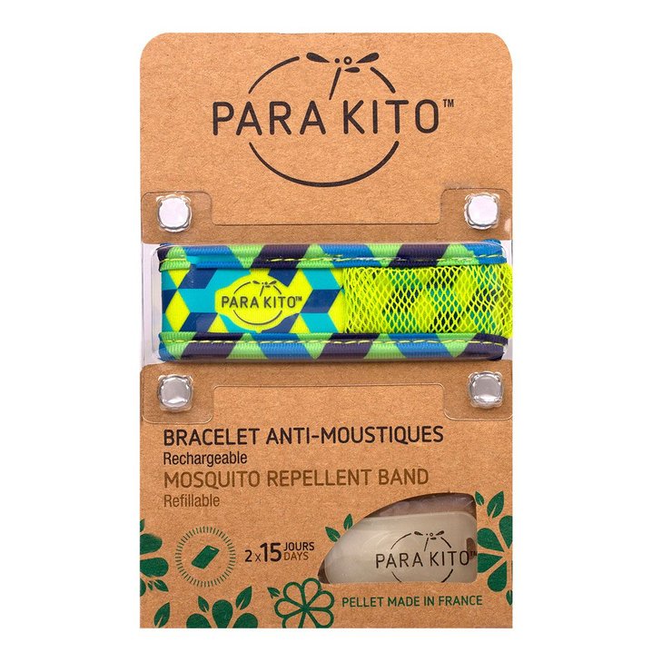 Bracelet anti-moustiques rechargeable cube bleu/jaune