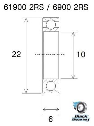 Roulement Black Bearing 61900-2RS Max 10 x 22 x 6 mm