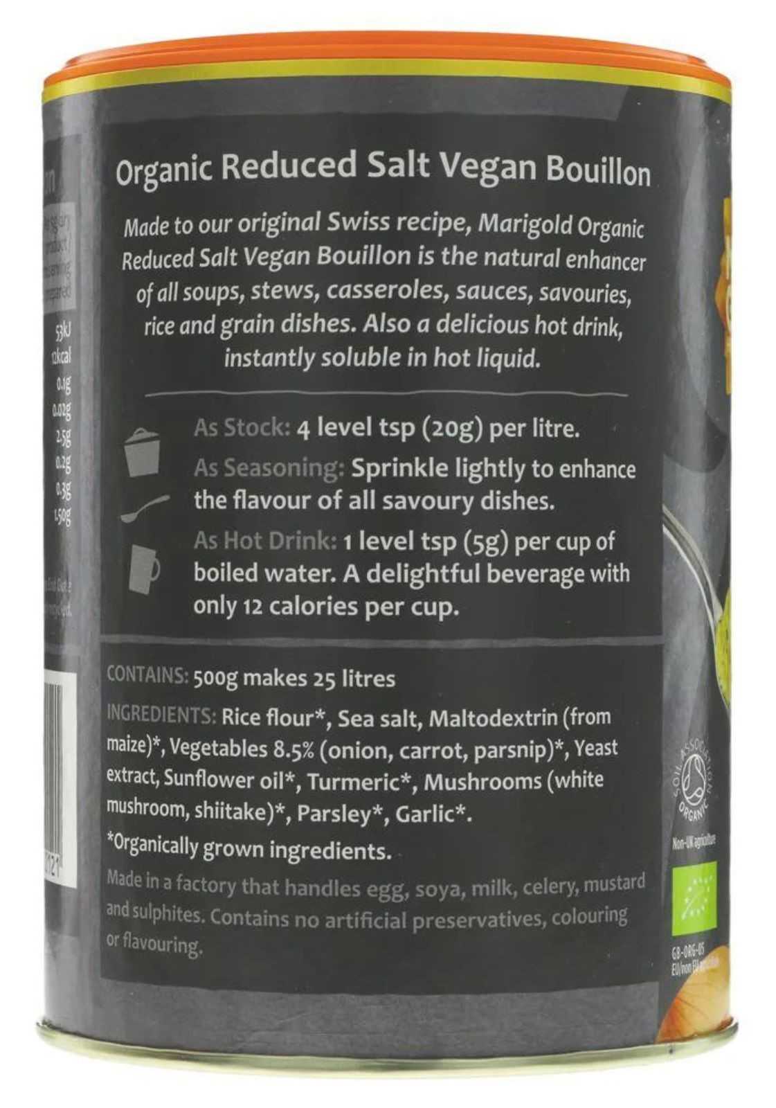 Marigold Health Foods Caldo Vegano Sal Reducida 500 gramos