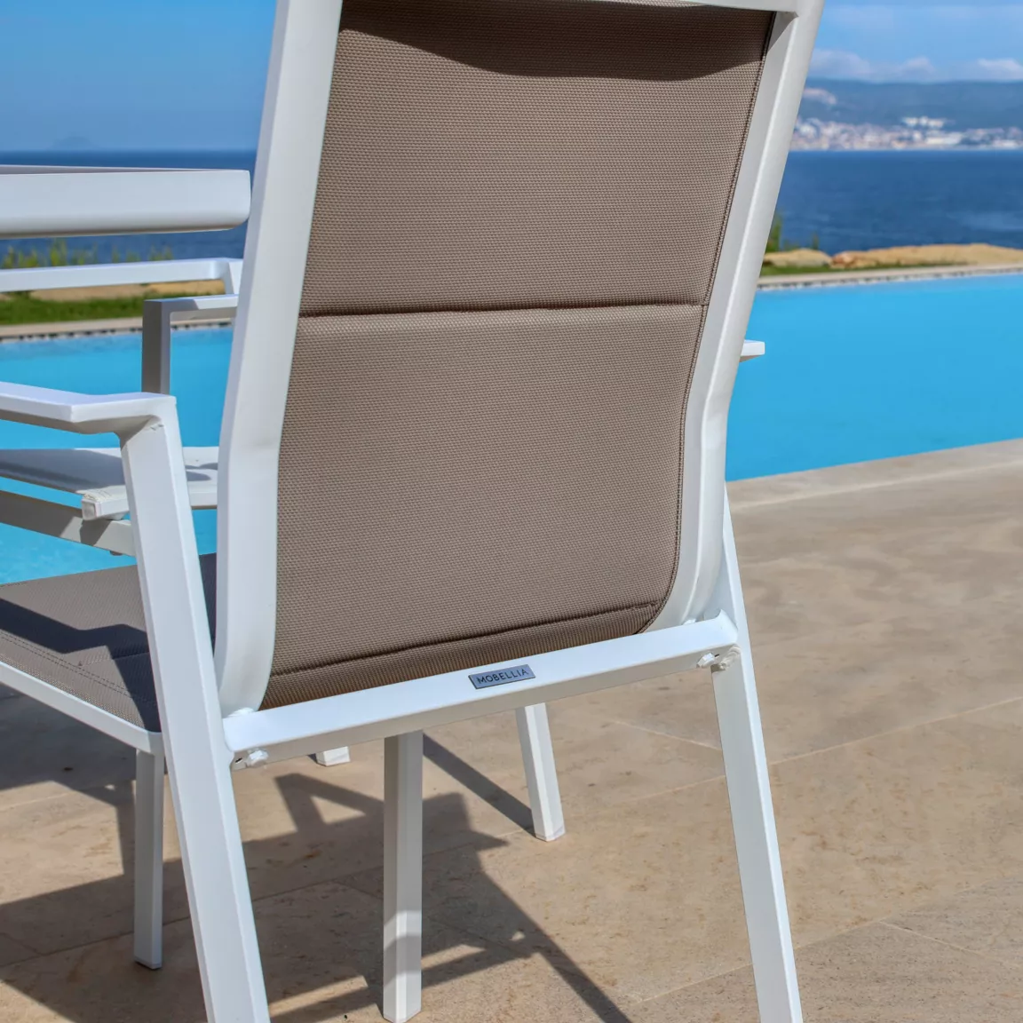 Fauteuil de jardin empilable aluminium Portofino Taupe
