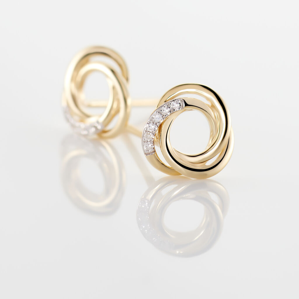 Boucles D'oreilles Puces Syrena Or Jaune Diamant