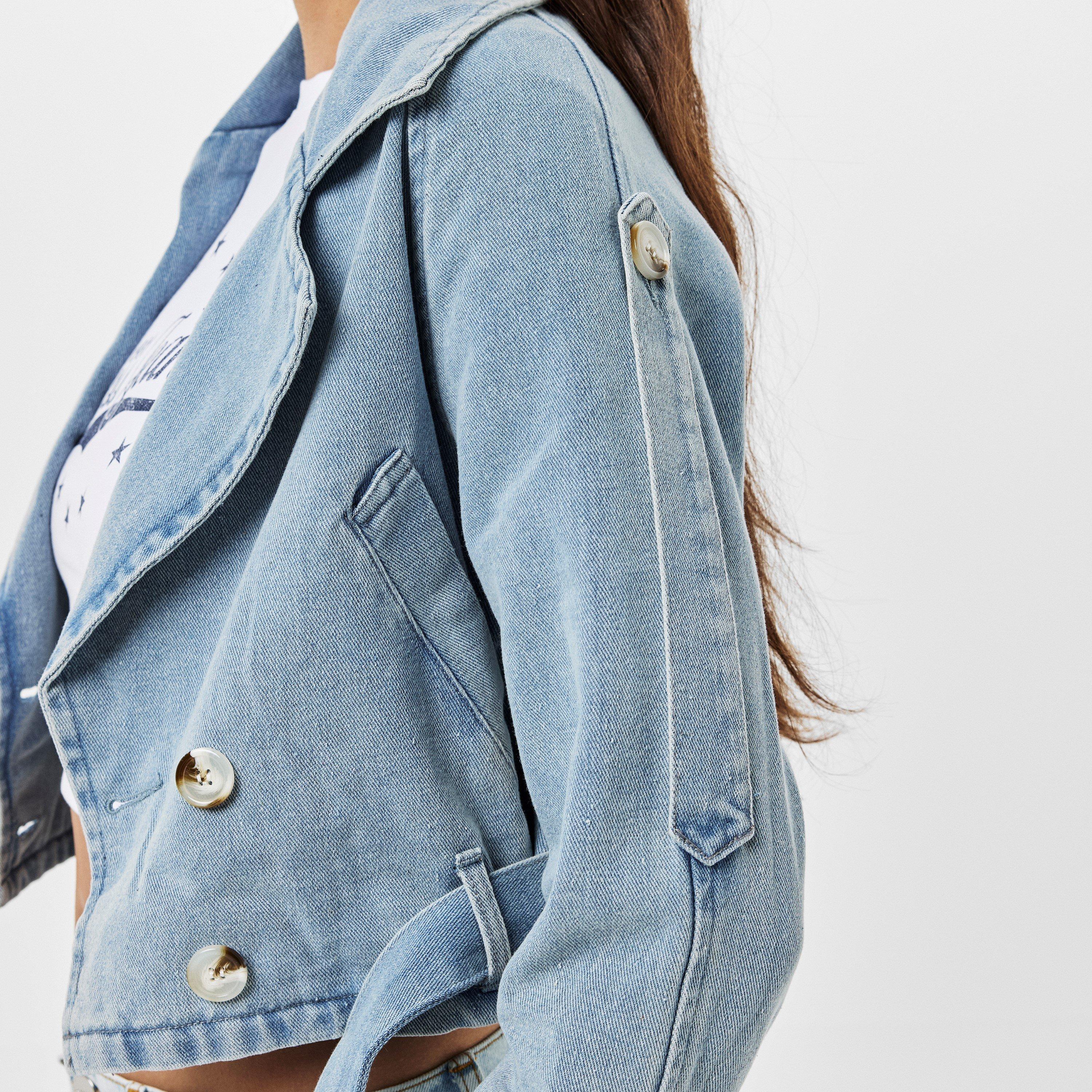Missy Empire ME Denim Oversized Biker Jacket Womens