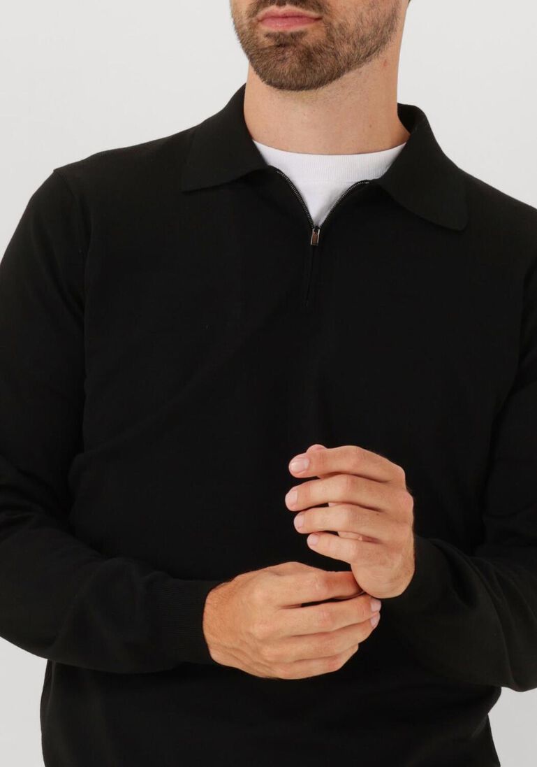 zwarte filippo de laurentiis trui polo zip ml r merino