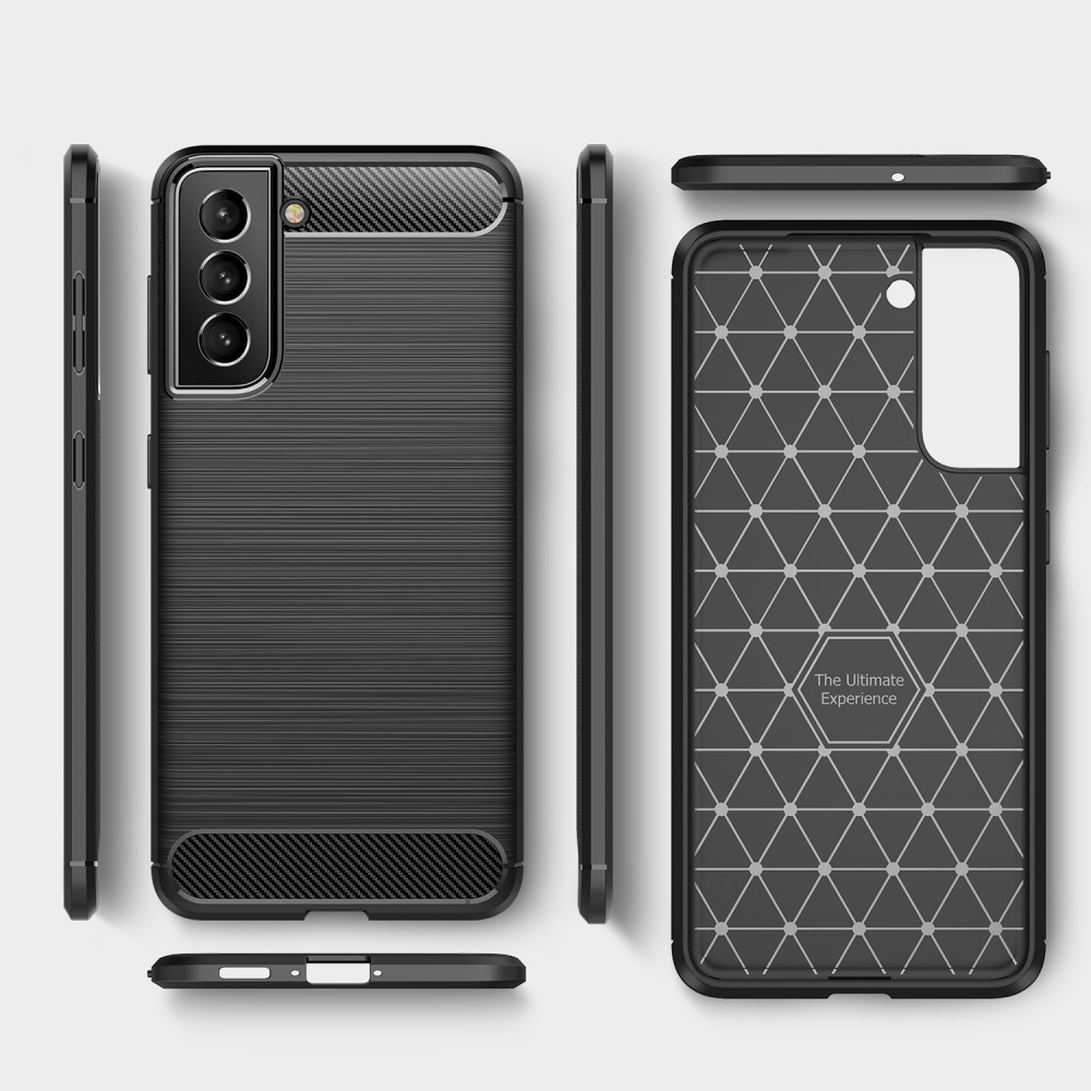 Samsung Galaxy S22 5G Gummi Case Schutzhülle Carbon Look - Schwarz