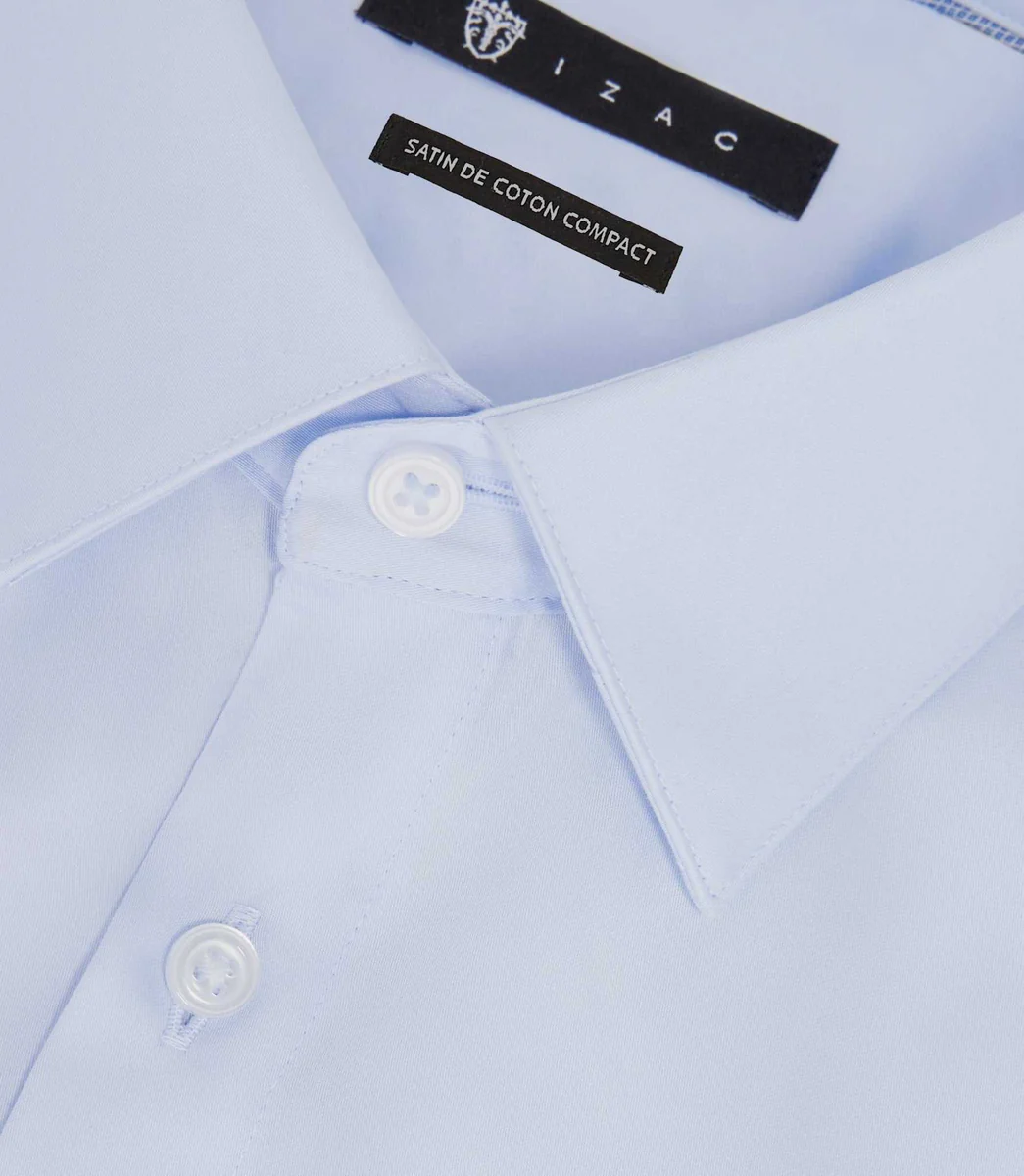 Chemise satin slim ciel 