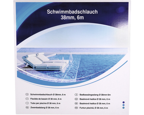Zwembadslang, kunststof, lengte 6 m, Ø 38 mm, blauw