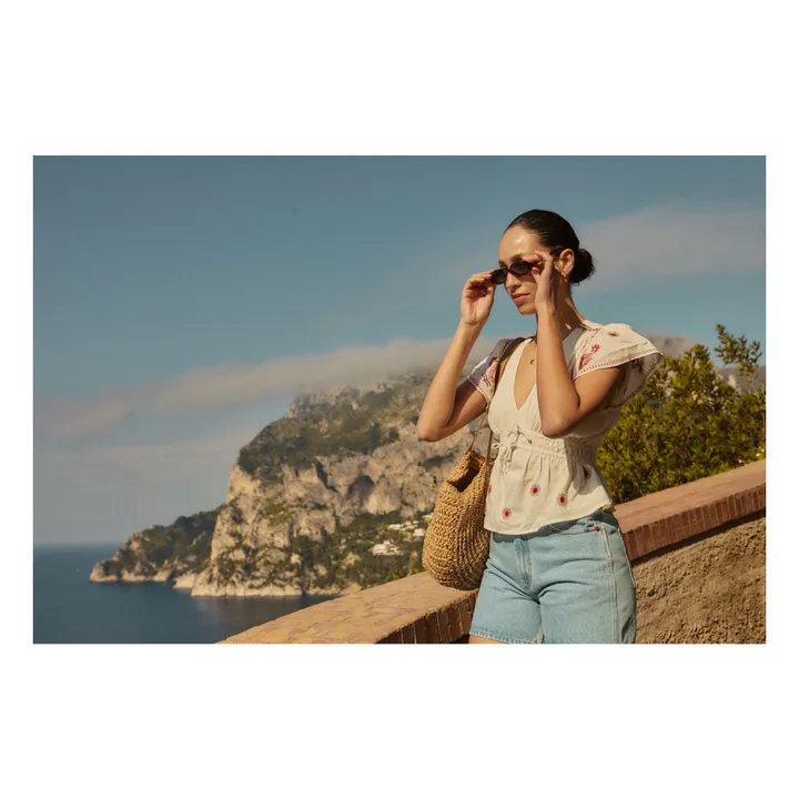 Alma Deia Top Brodée en Coton Bio | Blanc cassé