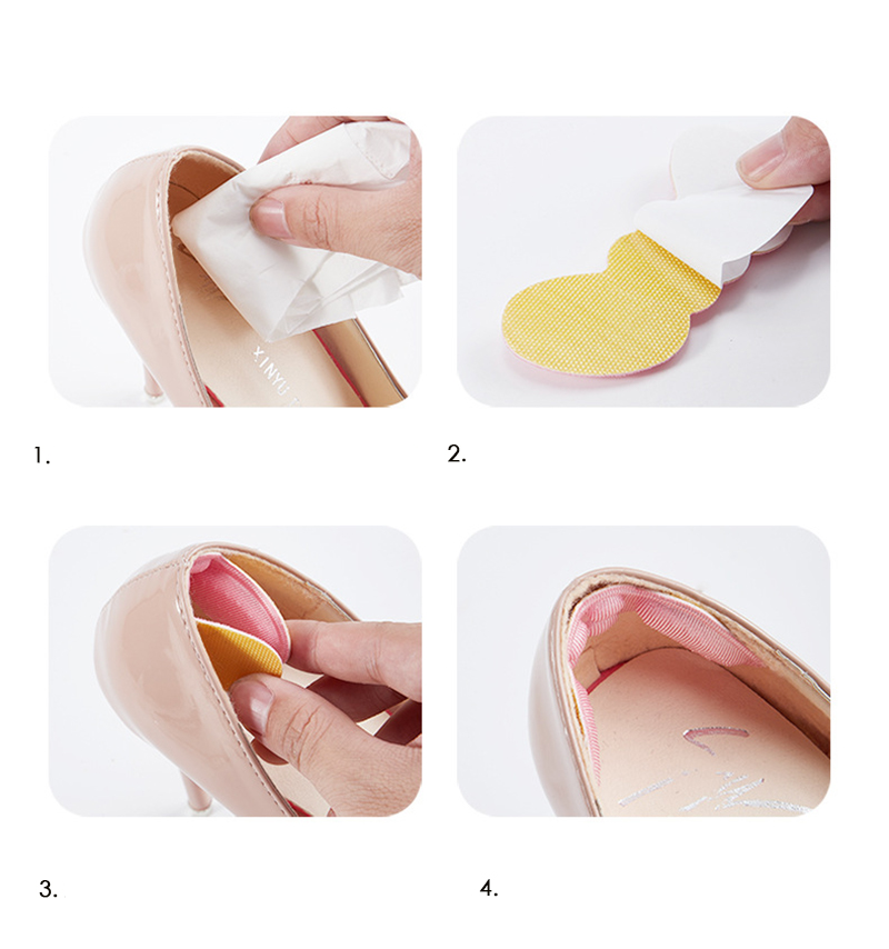 (1 Paar) 3mm Ultraweiche Schaumstoff Fersen Einlage Anti-Rutsch / Massage Einlagen für High Heels - Schwarz