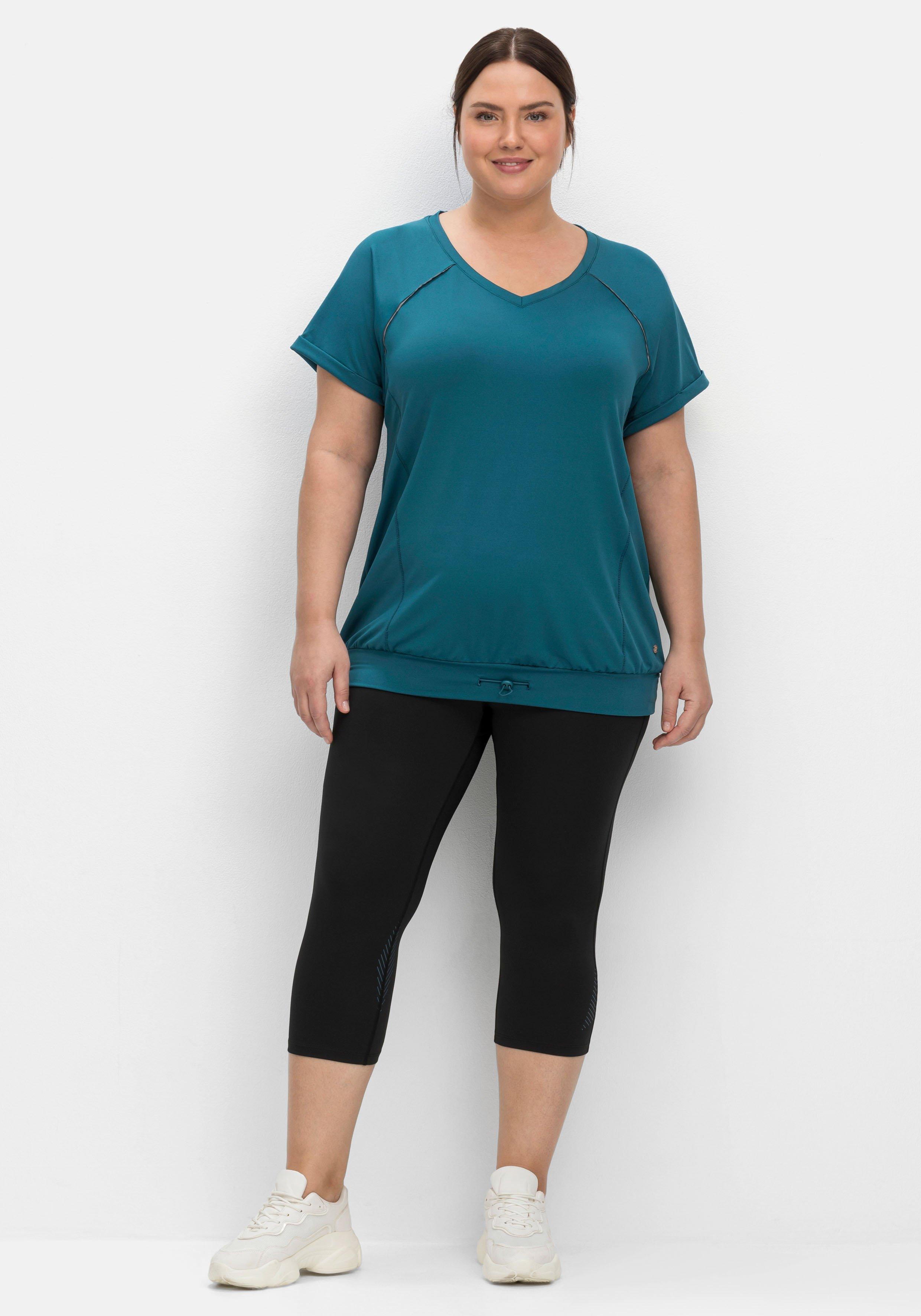 Funktionsshirt mit V-Ausschnitt und Saumbündchen