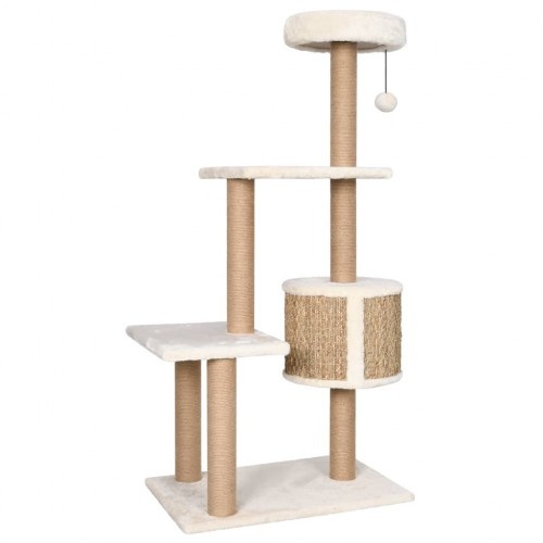 Arranhador para gatos com múltiplas plataformas, cor bege