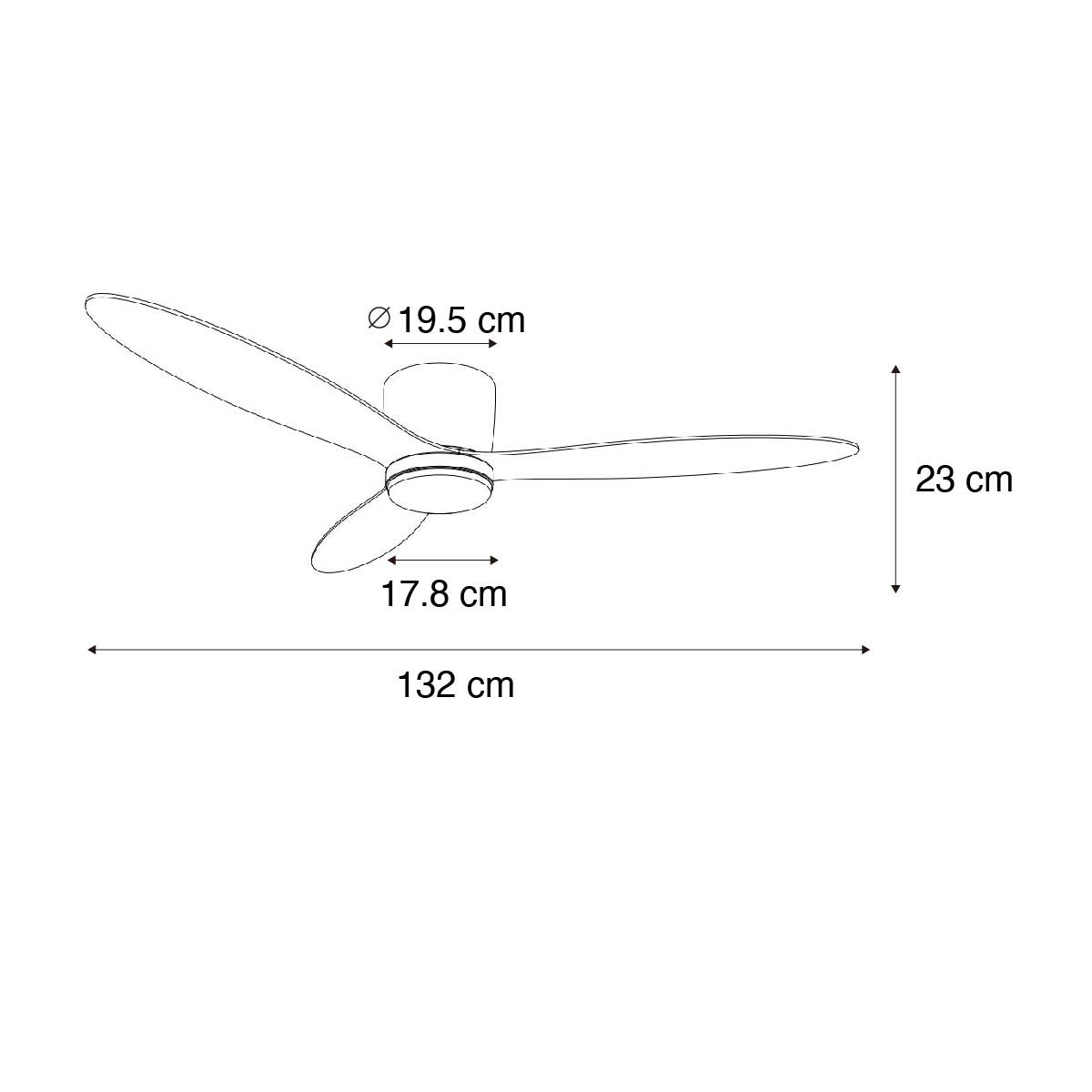 Plafondventilator wit 132cm incl. LED dimbaar met afstandsbediening - Sofio