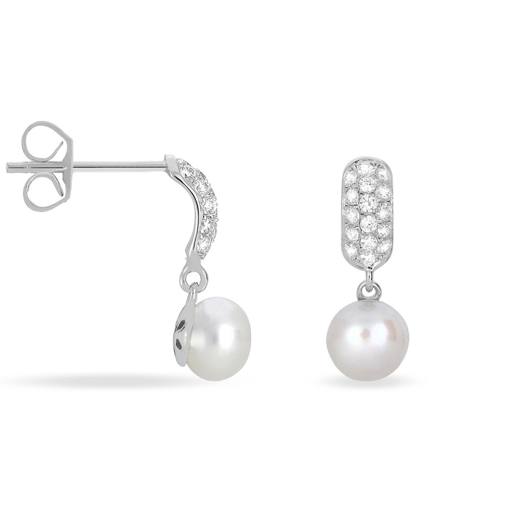 Boucles D'oreilles Pendantes Providence Argent  Perle De Culture Oxyde
