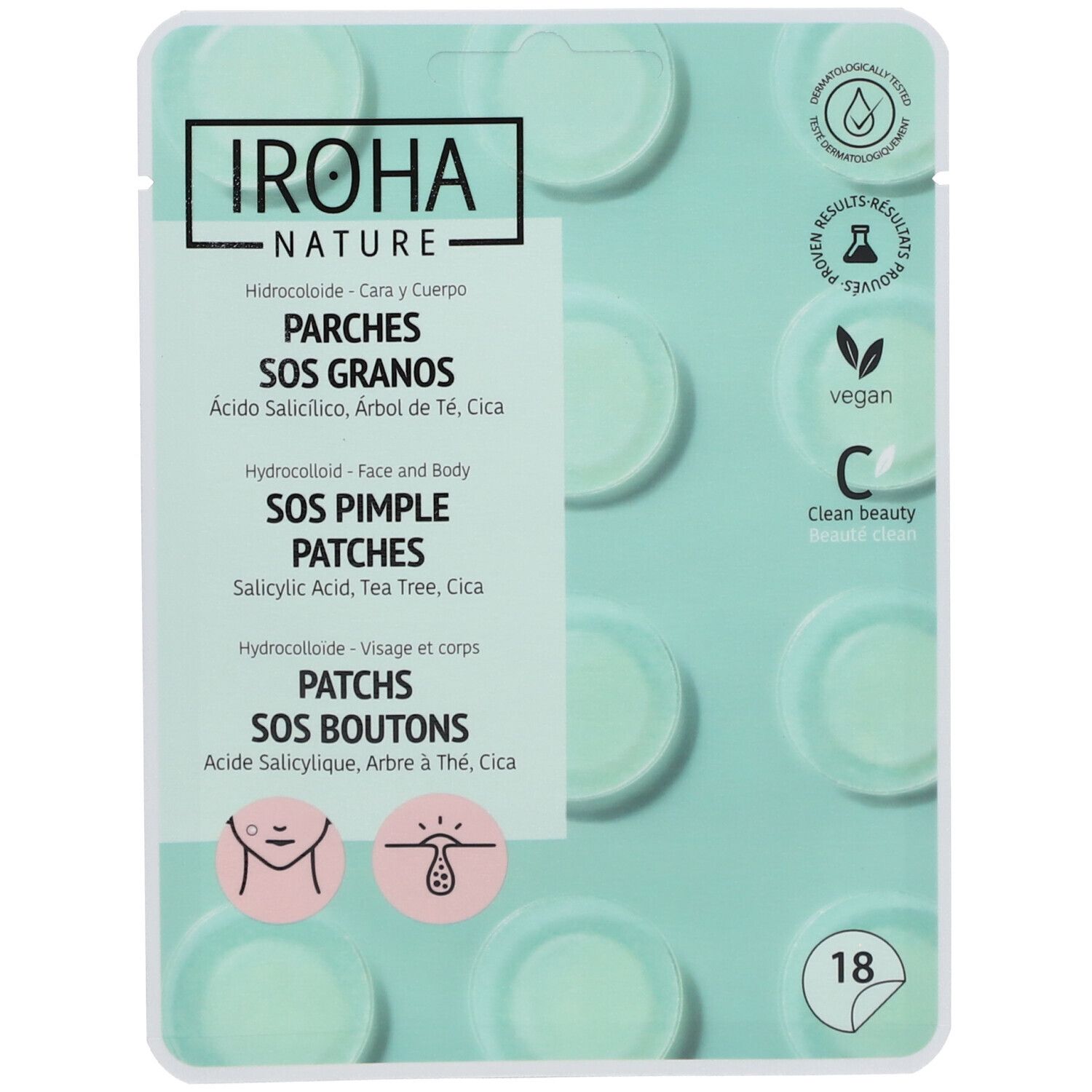 IROHA NATURE SOS Patches gegen Hautunreinheiten mit Salicylsäure