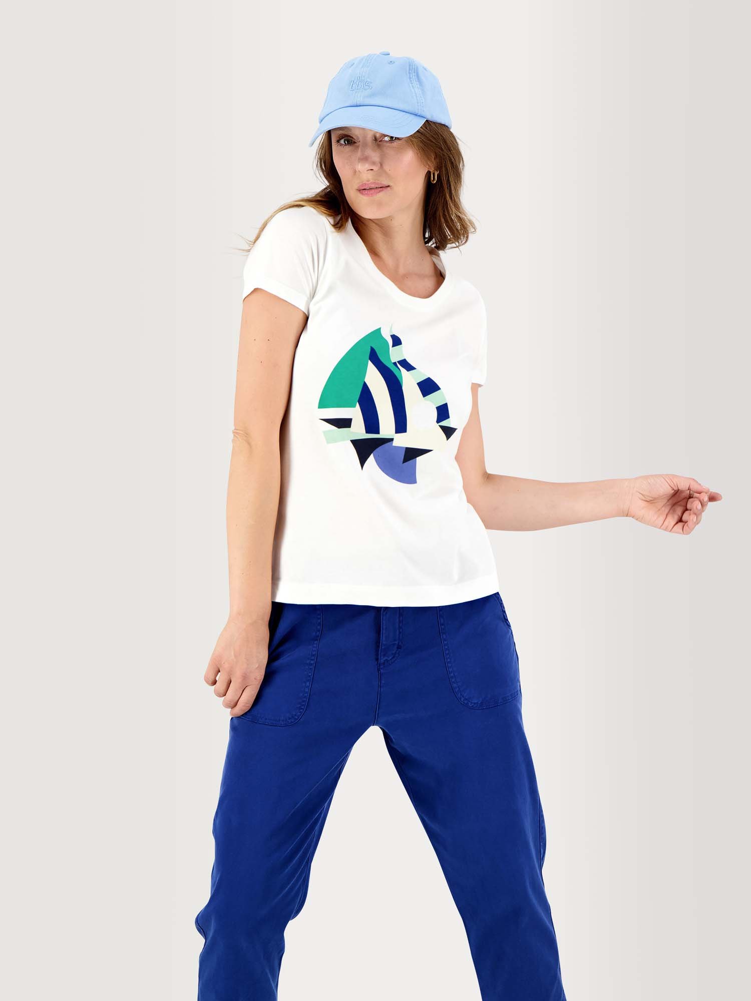 Tee Shirt Femme A Motif Coton Biologique Blanc