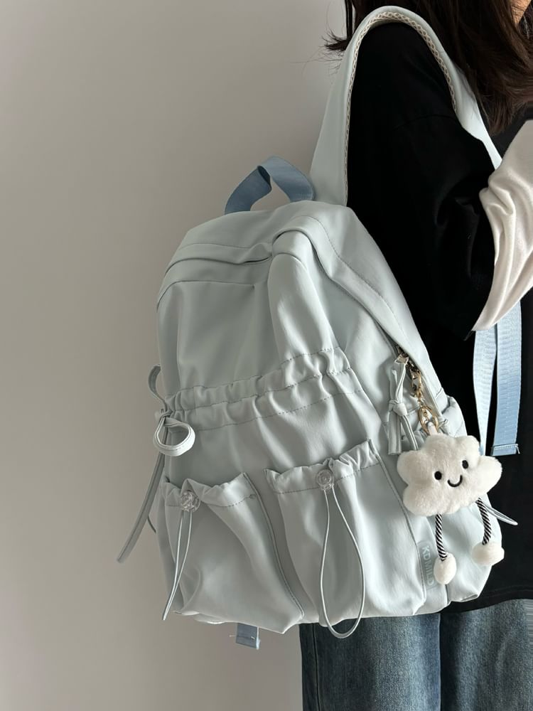 Minafox - Effen nylon laptoprugzak met trekkoord