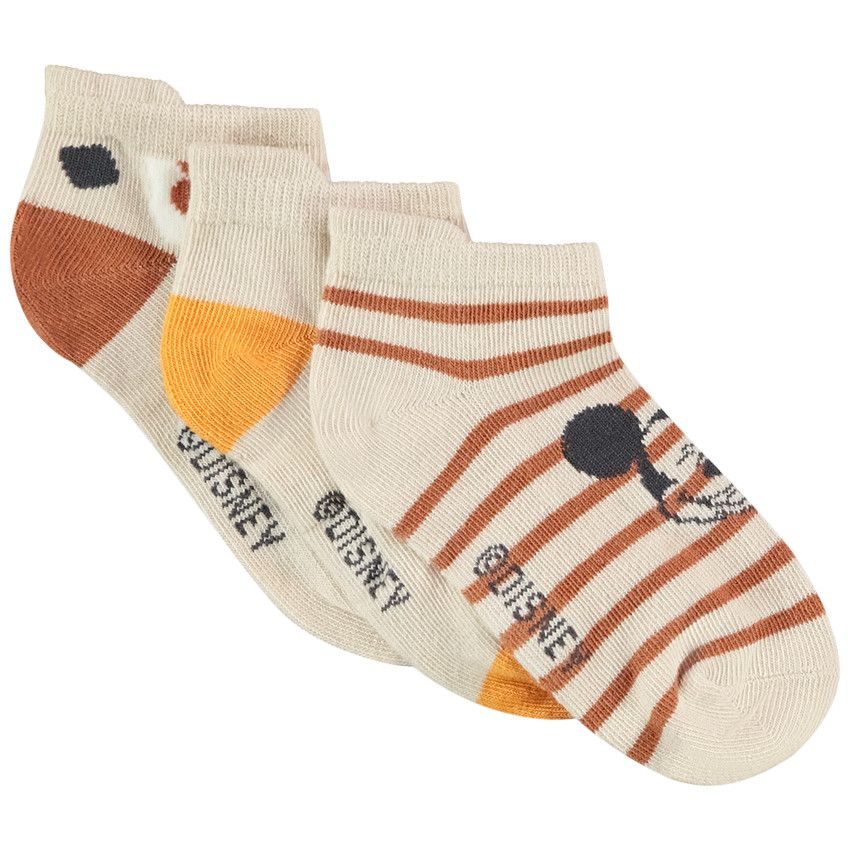 Lot de 3 chaussettes courtes fantaisie Mickey Disney pour garçon - Ecru