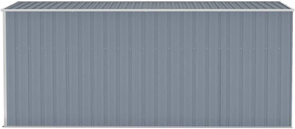vidaXL Wand-Geräteschuppen Grau 118x382x178 cm Verzinkter Stahl