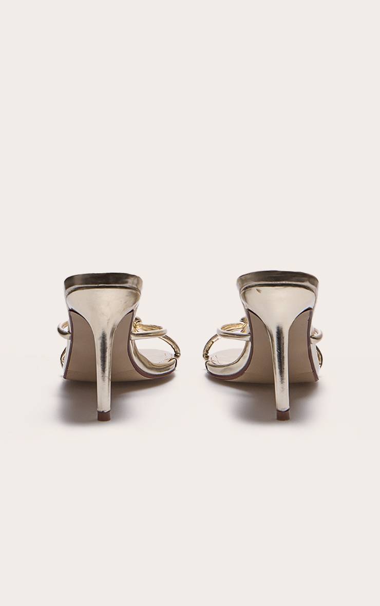 Doré Sandales Mules À Talons Mi-hauts En SYNTHÉTIQUE Métallisé Avec Nœud