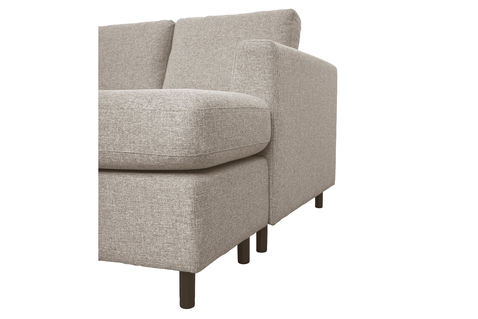 Oslo Plus U-sofa Åpen ende venstre med 2-seter og sjeselong høyre. Tekstil Hygge 11 Beige med sorte ben