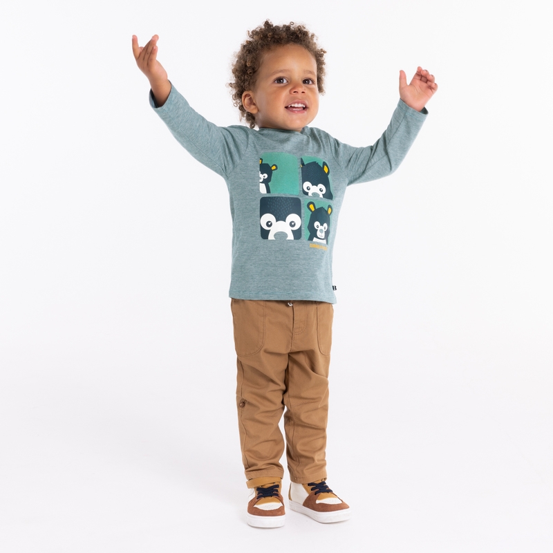 T-shirt animal zoom bleu bébé garçon