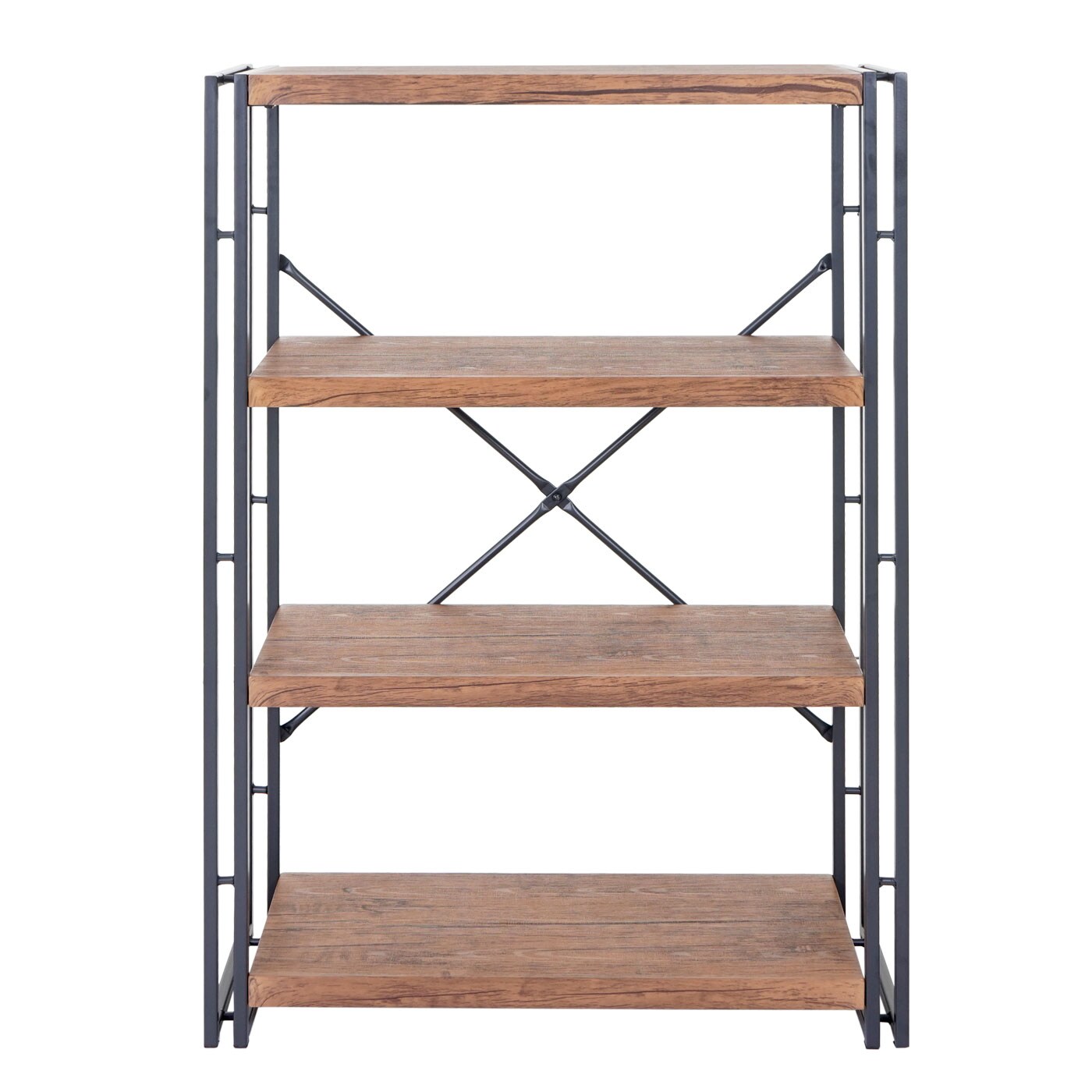 Bücherregal MCW-A27, Standregal Wohnregal, 121x80cm 3D-Struktur 4 Ebenen, Wildeiche-Optik