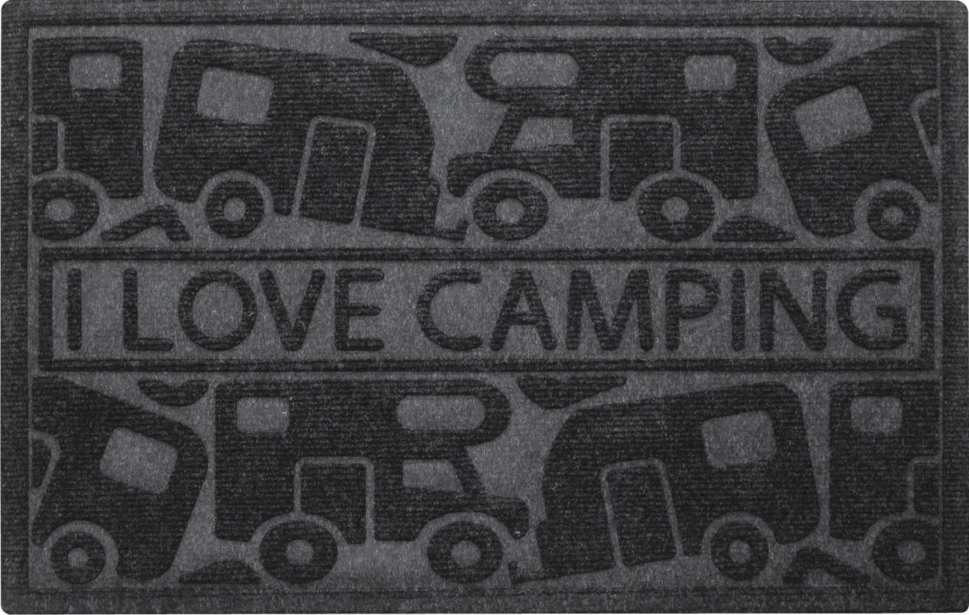 Fussmatte KERA KAMP 40x60cm, schwarz, PP/Gummi, Motiv: Motorhome/Caravan