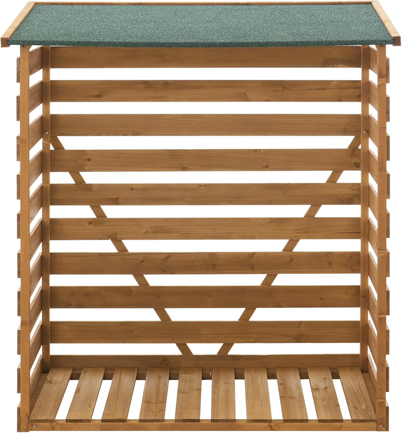 [en.casa] Brennholzunterstand aus Tannenholz 123 x 116 x 64 cm Kaminholzregal Außen Garten Feuerholzregal mit Wetterschutz Unterstand für Kaminholz Naturfarben