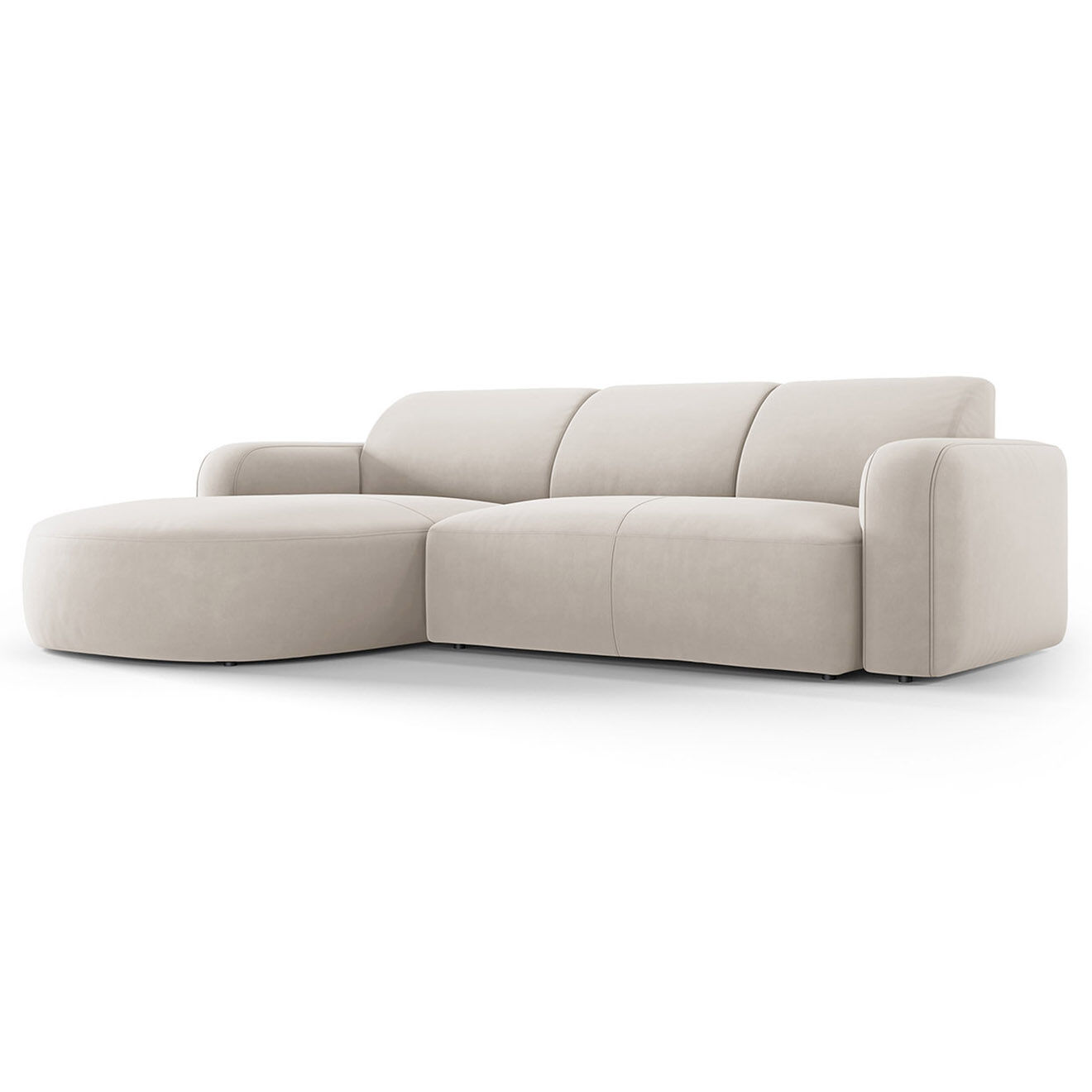 Mazzini Sofas Canapé d'angle gauche Velours Jasmin 4 Places beige - 250x170x72 cm