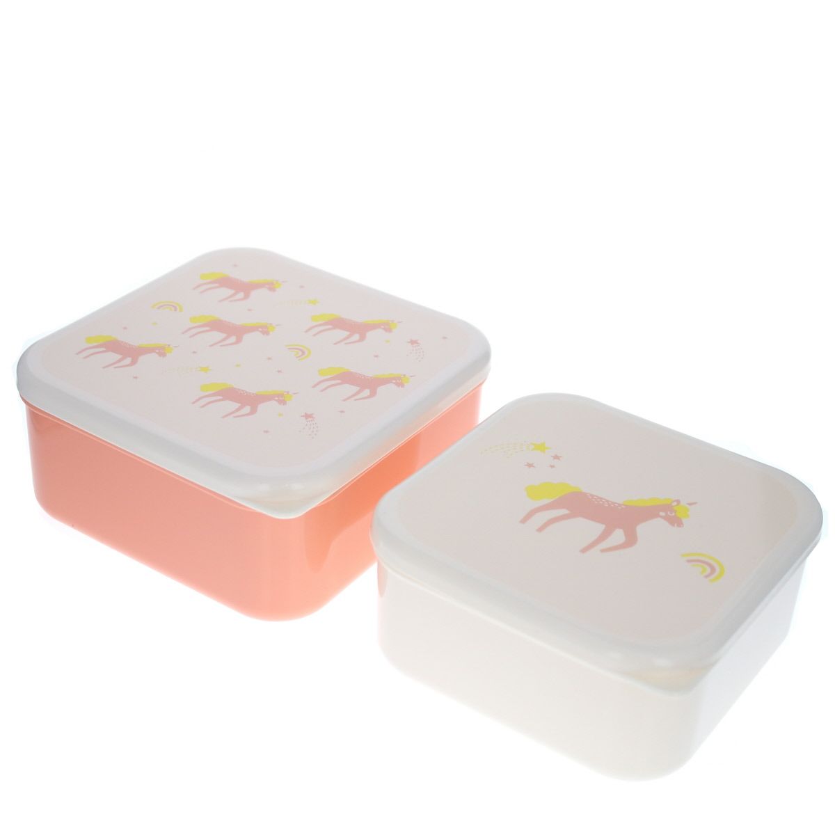 Lot de 2 boites à goûter Licornes roses Pause goûter
