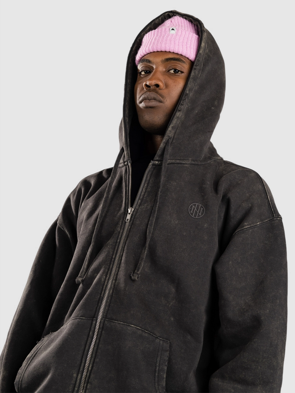 Ninth Hall Fundamental Zip Hoodie ash mineral wash