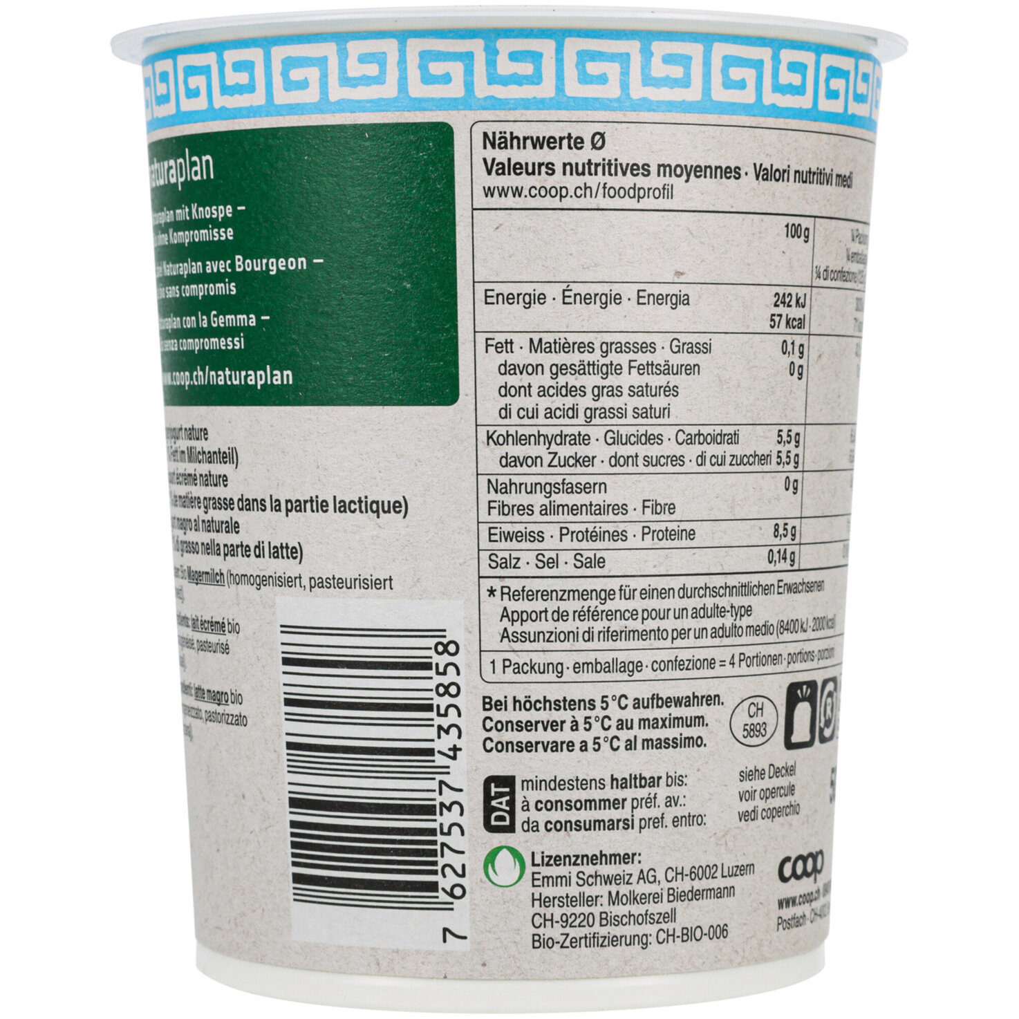 Naturaplan Bio Joghurt à la grecque Nature Low Fat