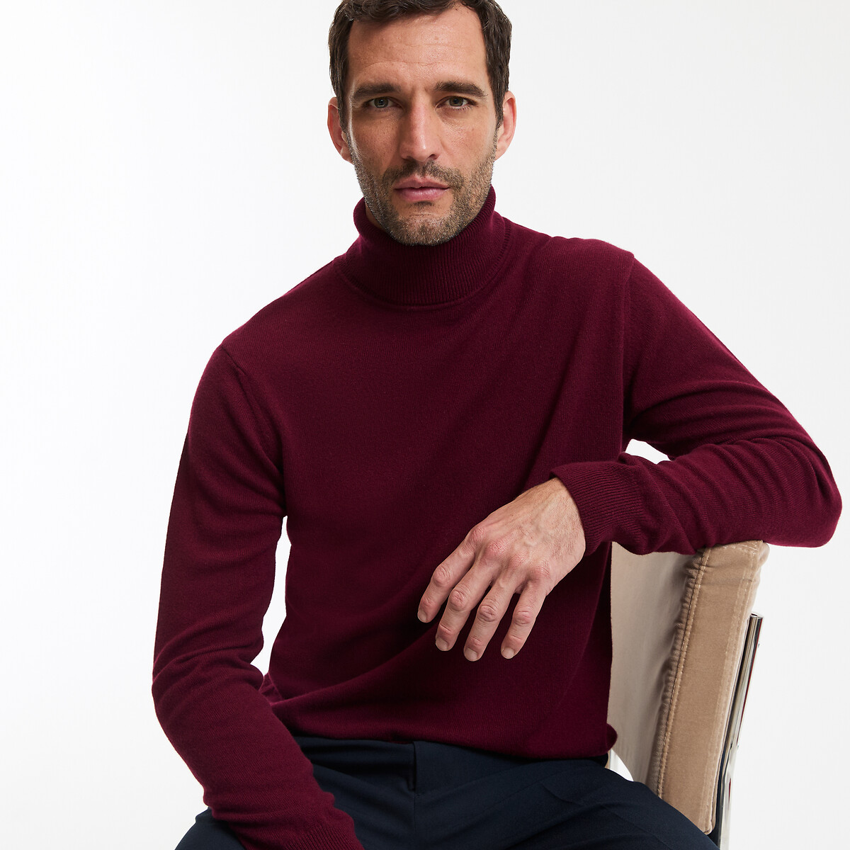 COLEÇÕES LA REDOUTE<br>Suéter de gola alta em cashmere, fabricado na Europa