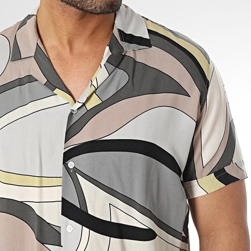 Chemise Manches Courtes Gris Beige