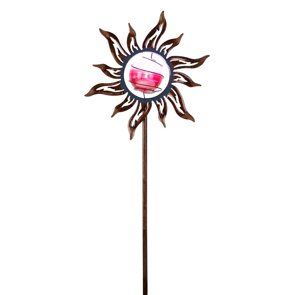 LED Solarleuchte, Sonne mit Kugel, rost, Erdspieß, H 123 cm