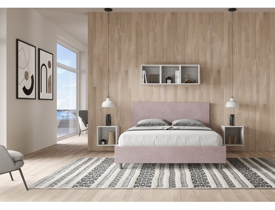 ITYHOME - Lit coffre adele 160x200 microfibra lilas
