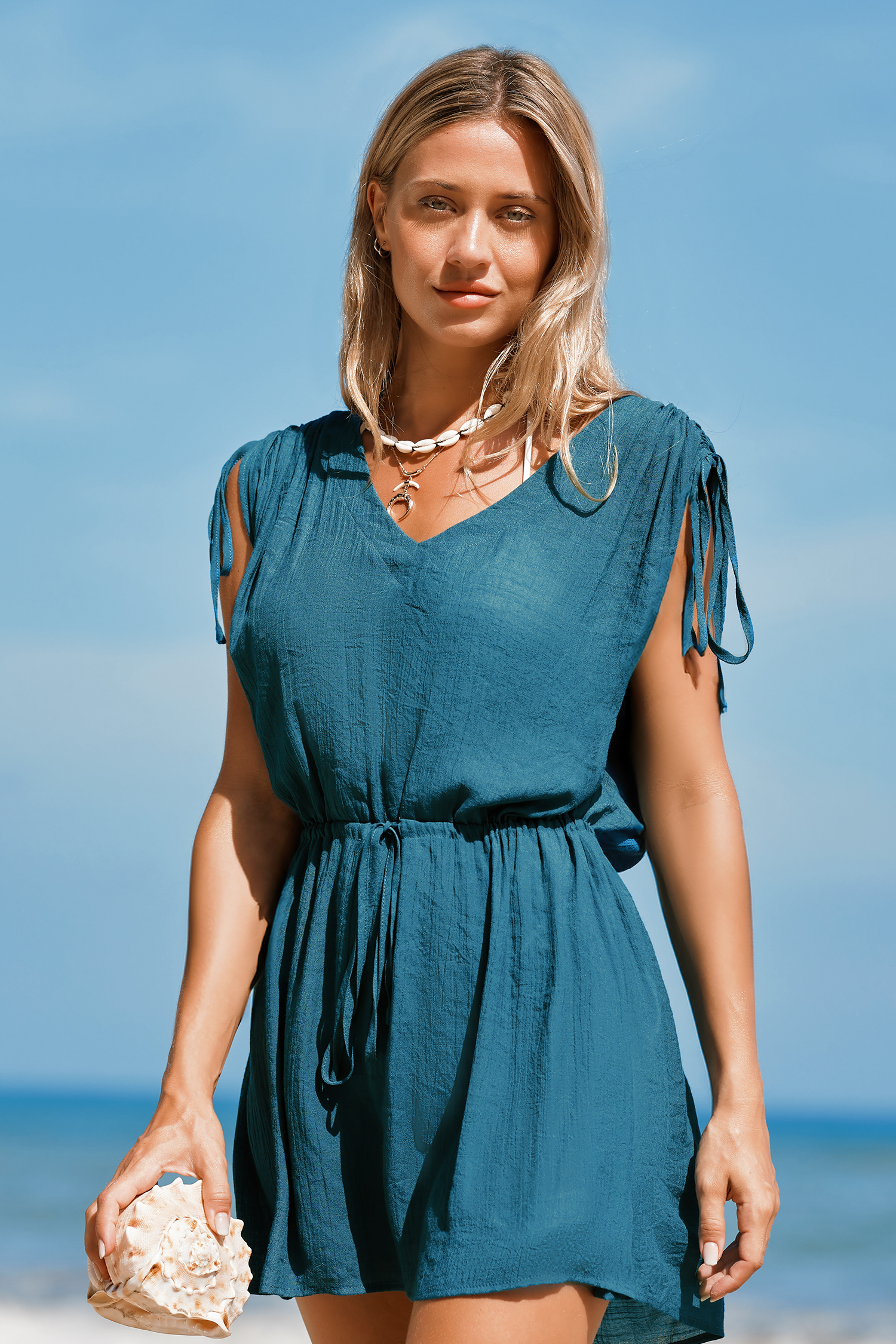 Robe cover up avec épaules à cordon