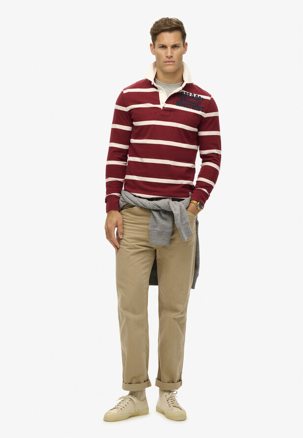 Superdry VINTAGE ATHLETIC RUGBY Rich burgundy/cream stripe