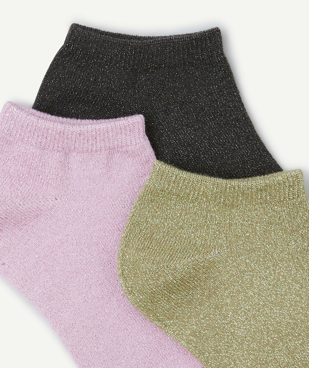 lot de 3 paires de chaussettes fille en coton bio pailletées