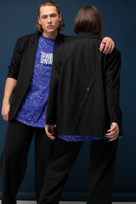Blazer, oversized, Rücken-Knopfleiste, Revers, Langarm, Unisex