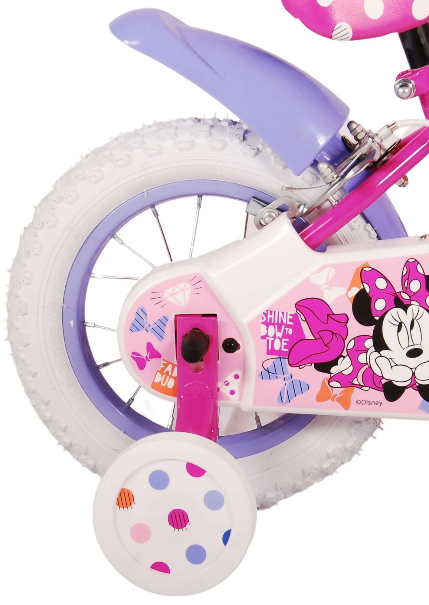 Kinderfahrrad Disney Minnie für Mädchen 12 Zoll Kinderrad in Rosa