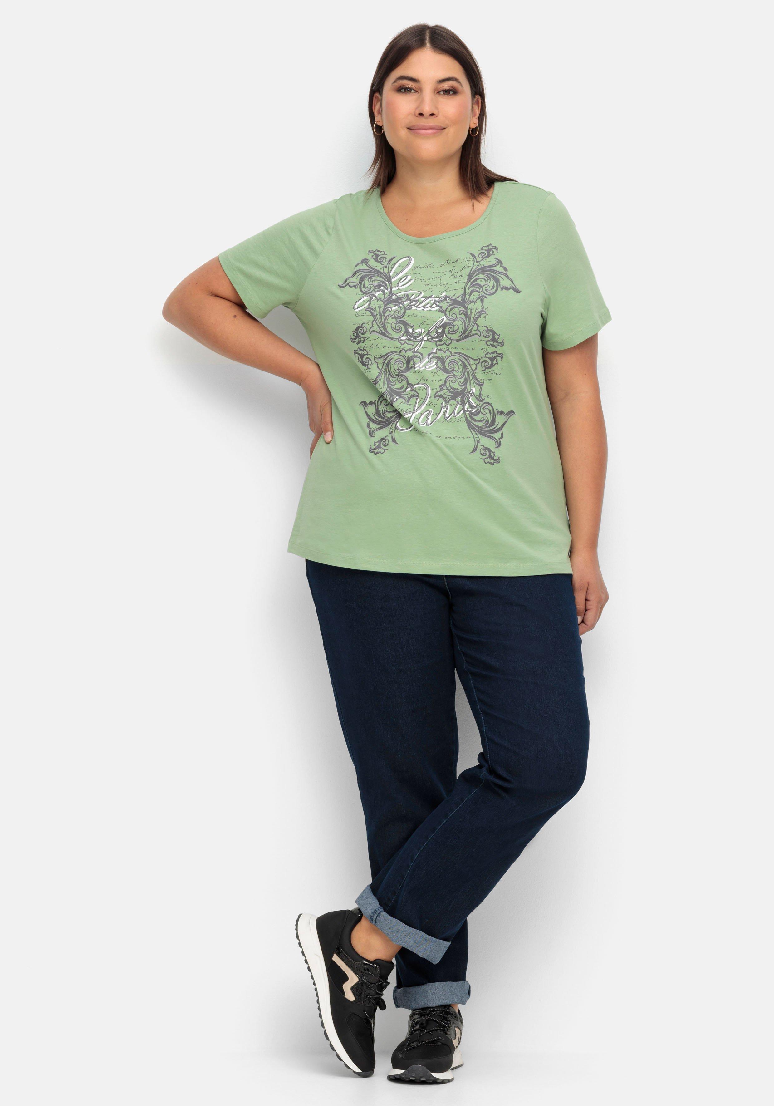 Jerseyshirt mit Frontprint und kurzem Ärmel