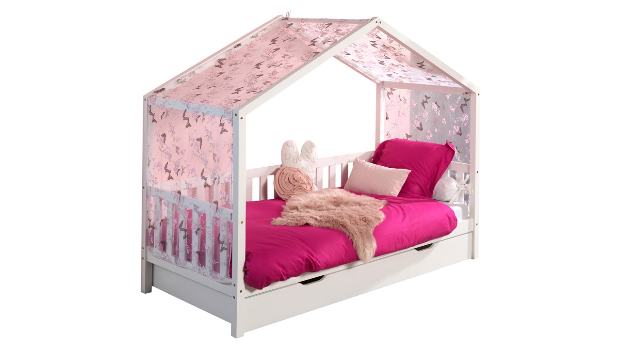 Huisbed Dallas met slaaplade en textielset white