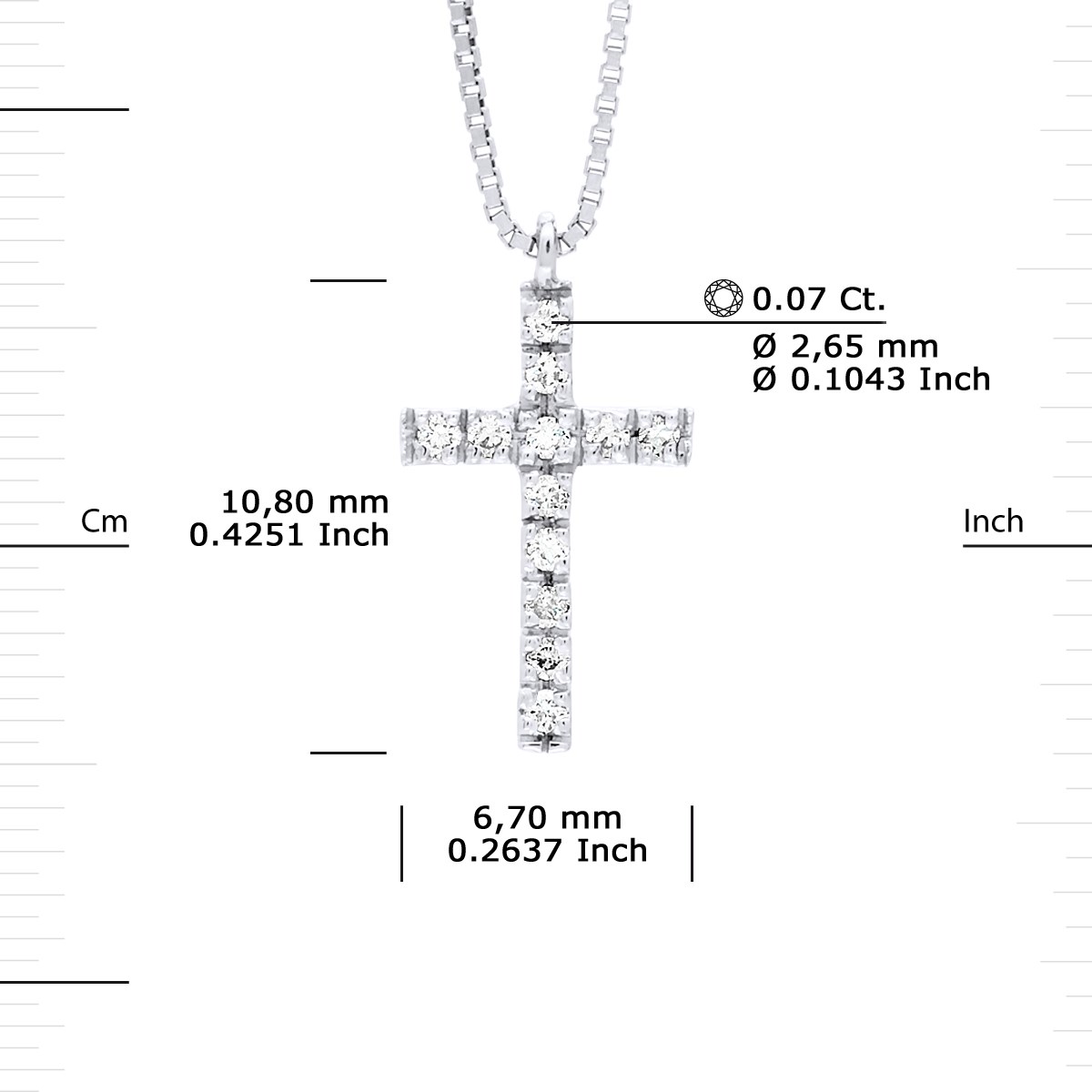 Collier CROSS Diamants 0,070 Cts Or Blanc
