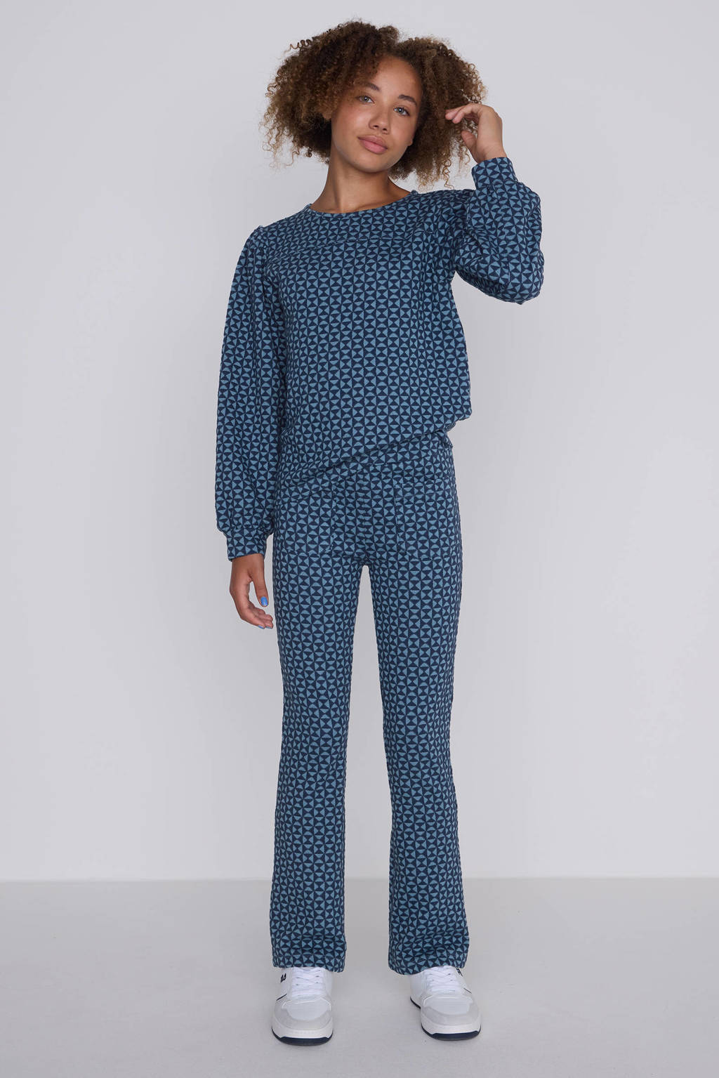 Coolcat Flare Broek Bailey met Geometrisch Jacquard Patroon