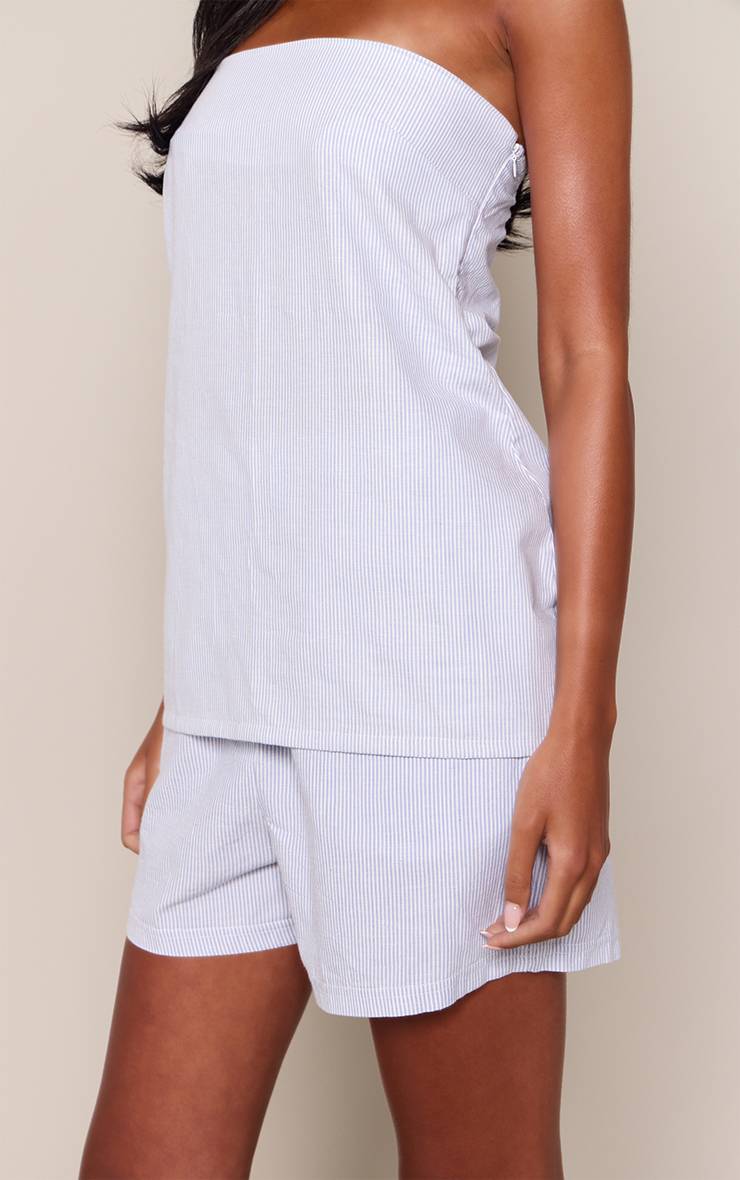 Bleu Short Style Boxer Rayé Tissé Tall