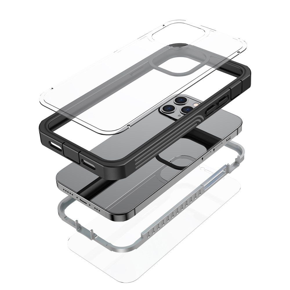 2in1 iPhone 12 / iPhone 12 Pro 2in1 360° Hybrid Outdoor Schutz Hülle   Displayschutz - Schwarz
