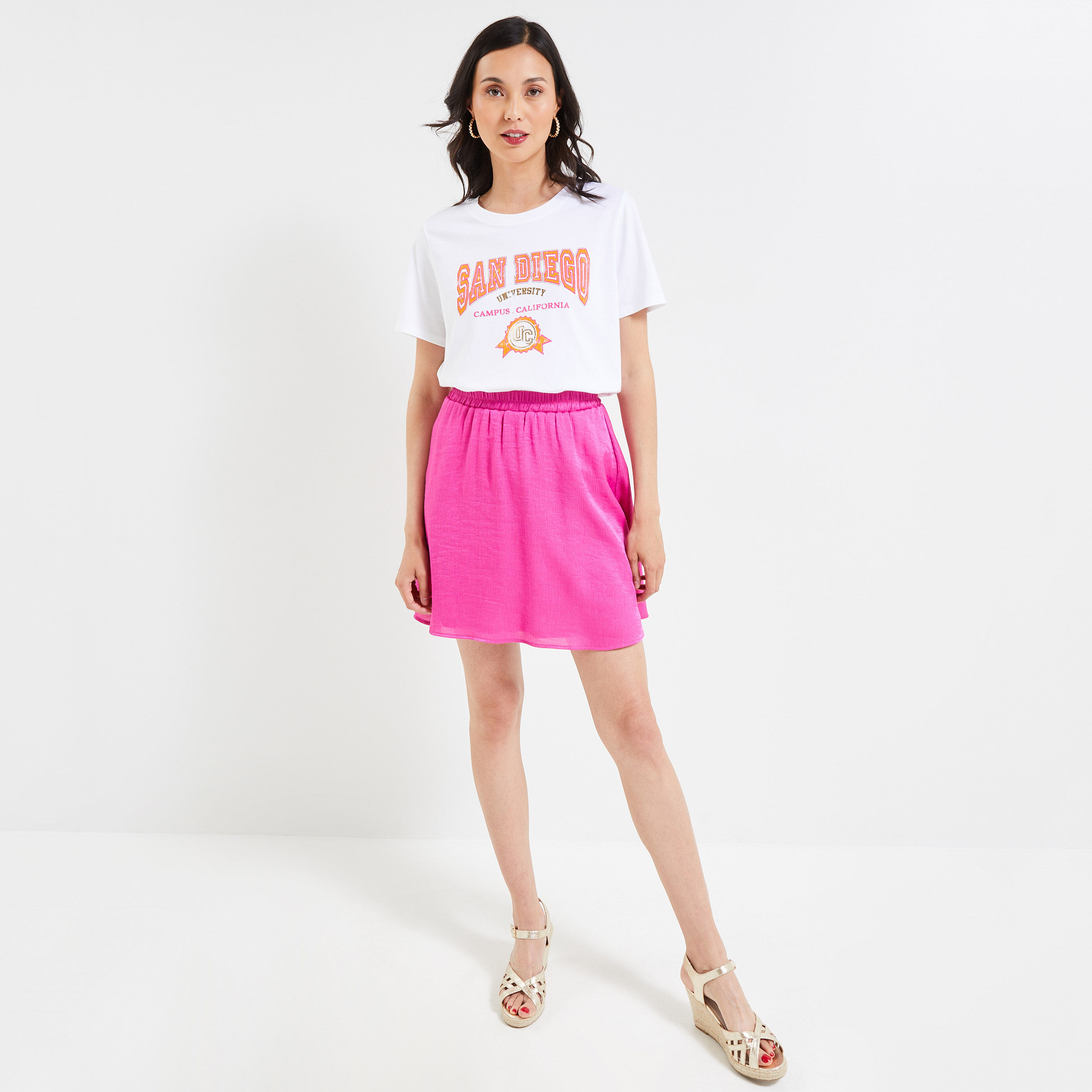 Tshirt print femme - BEIGE